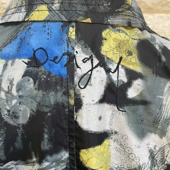 DESIGUAL funky print light belted trench coat jacket wind rain 36 XS/S - Picture 5 of 8